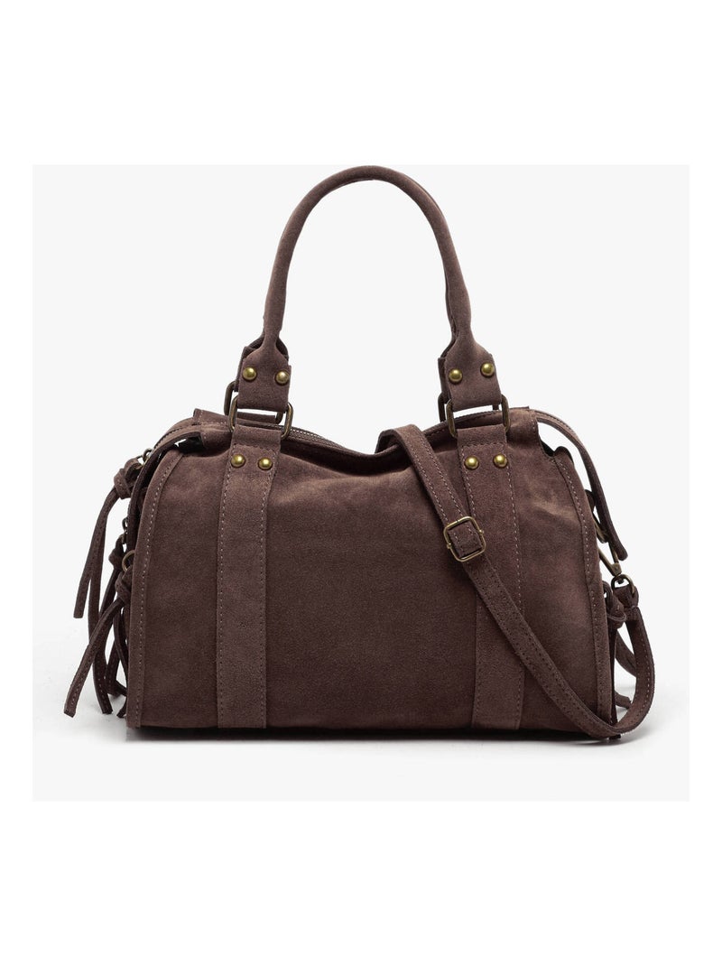 Sac Porté Épaule Velvet Cuir Milano Cuir De Vachette Marron foncé - Kiabi