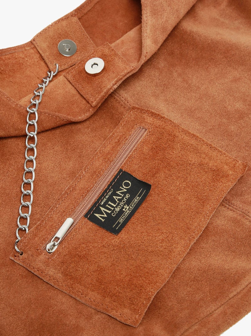 Sac Porté Épaule Velvet Cuir Milano Cuir De Vachette Marron tabac - Kiabi