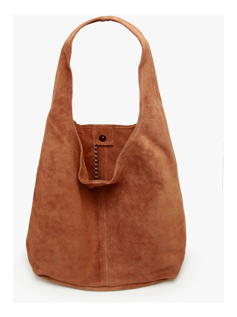 Sac Porté Épaule Velvet Cuir Milano Cuir De Vachette Marron tabac - Kiabi