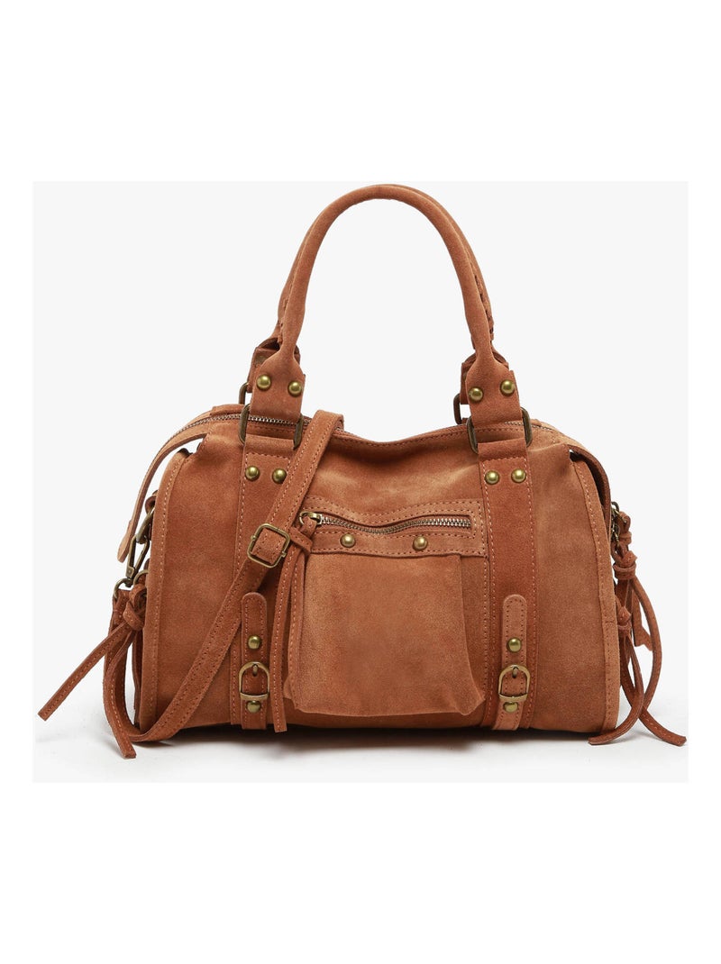Sac Porté Épaule Velvet Cuir Milano Cuir De Vachette Marron tabac - Kiabi