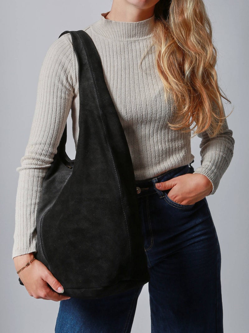 Sac Porté Épaule Velvet Cuir Milano Cuir De Vachette Noir Noir - Kiabi