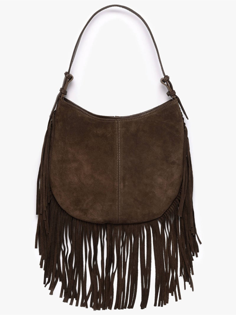 Sac porté épaule velvet cuir milano cuir de vachette Noir Rouge Noir - Kiabi
