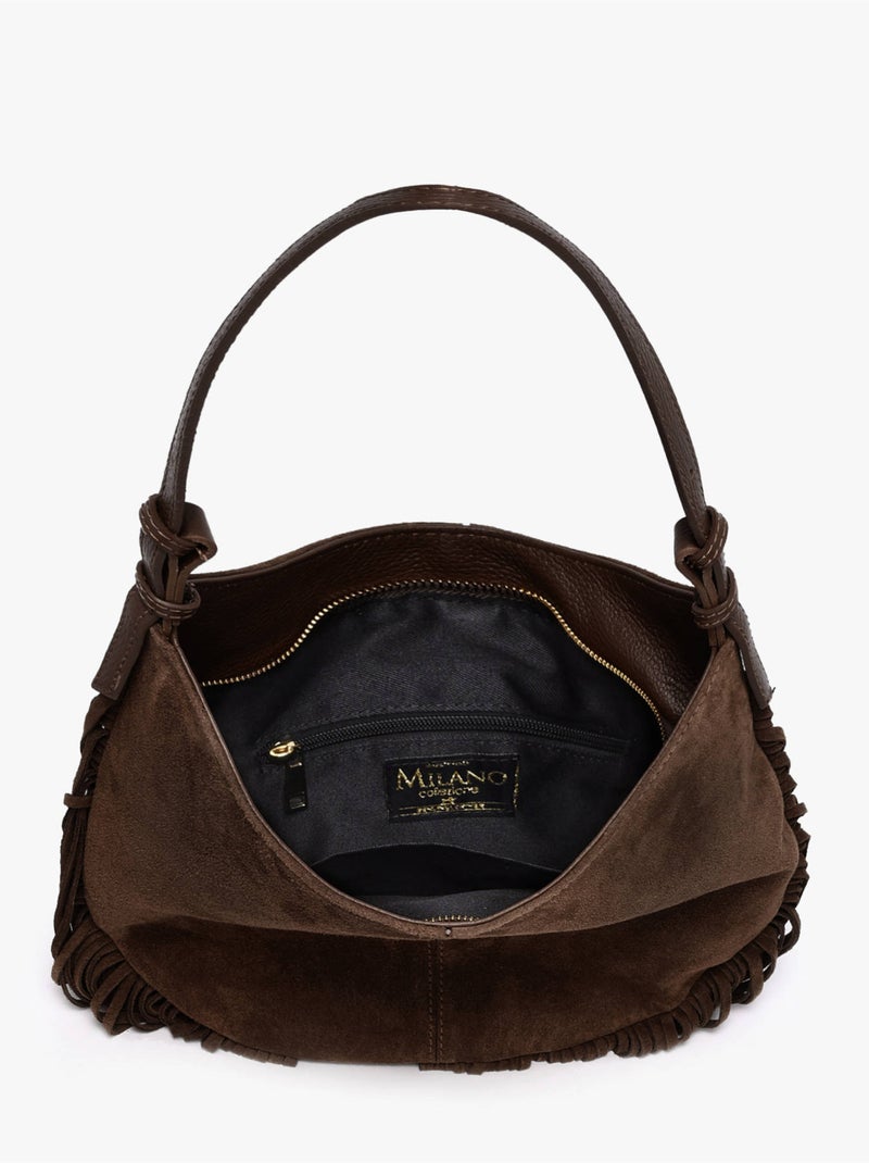 Sac porté épaule velvet cuir milano cuir de vachette Noir Rouge Noir - Kiabi