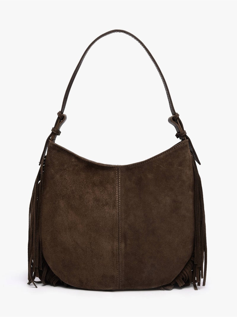 Sac porté épaule velvet cuir milano cuir de vachette Noir Rouge Noir - Kiabi