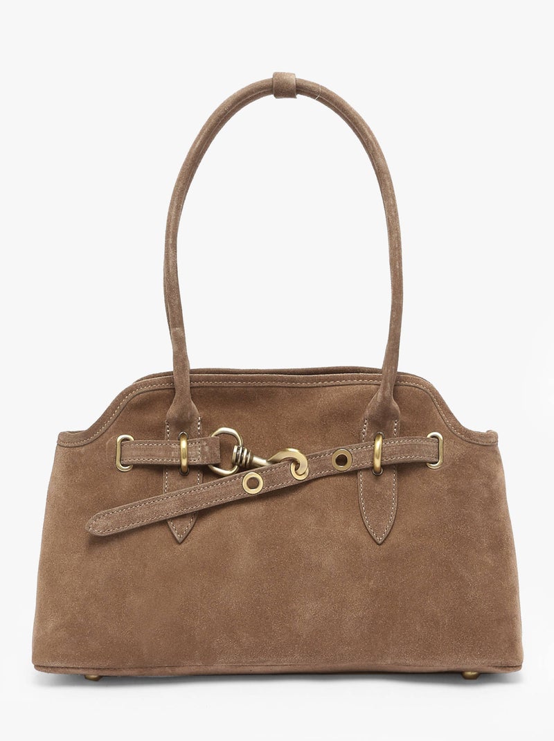 Sac Porté Épaule Velvet Cuir Milano Cuir De Vachette Taupe - Kiabi
