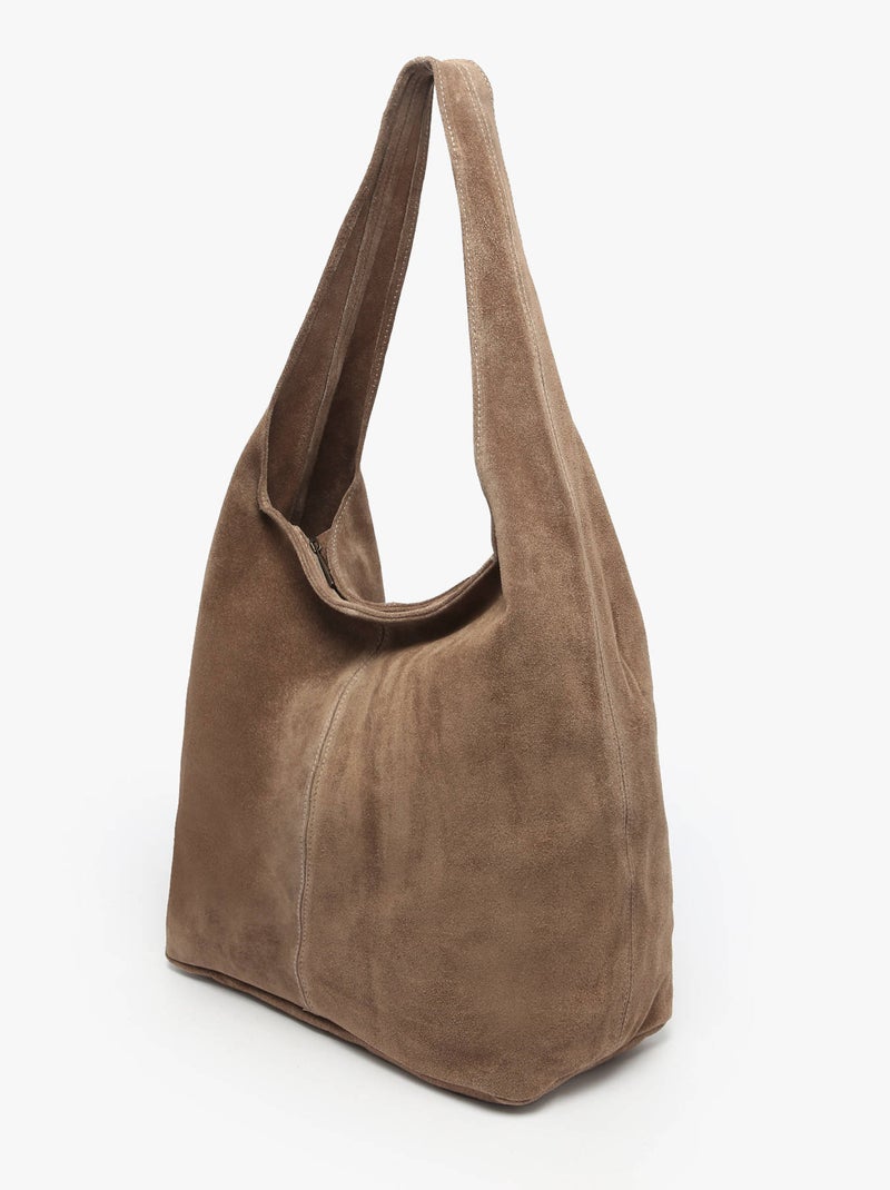 Sac Porté Épaule Velvet Cuir Milano Cuir De Vachette Taupe - Kiabi