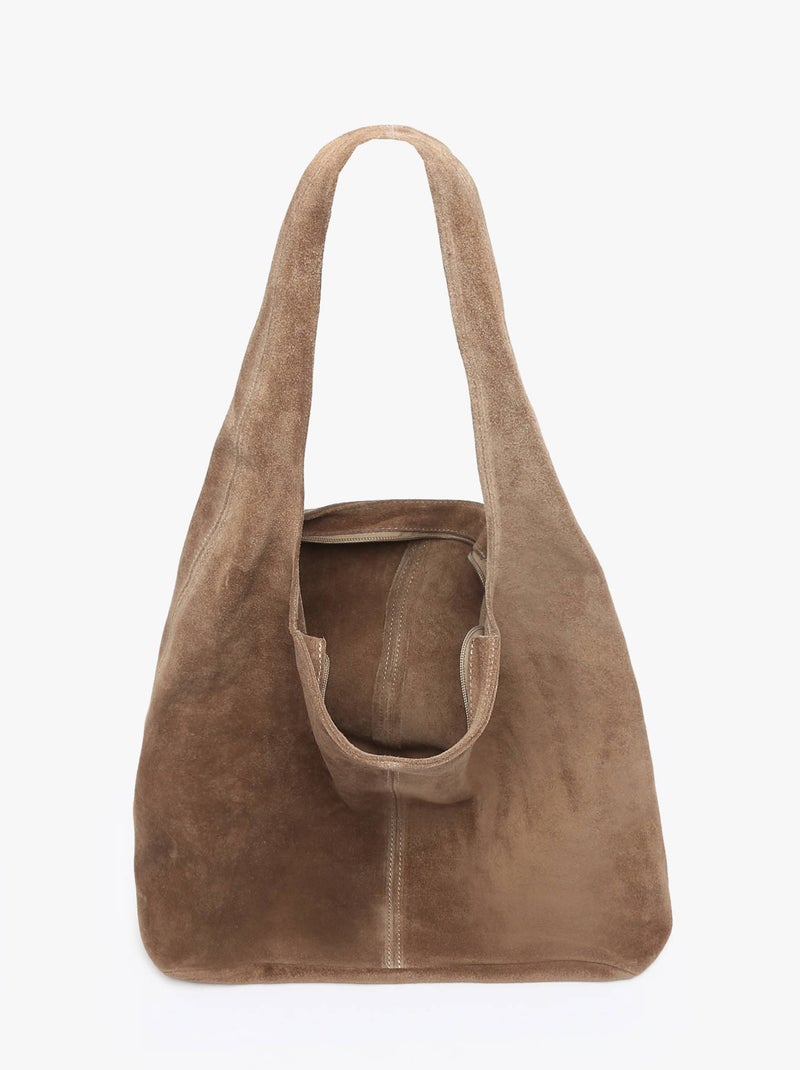 Sac Porté Épaule Velvet Cuir Milano Cuir De Vachette Taupe - Kiabi