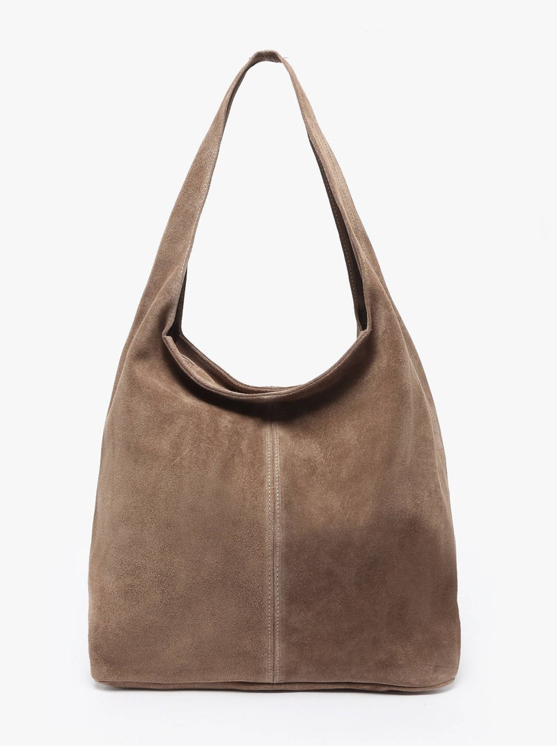 Sac Porté Épaule Velvet Cuir Milano Cuir De Vachette Taupe - Kiabi