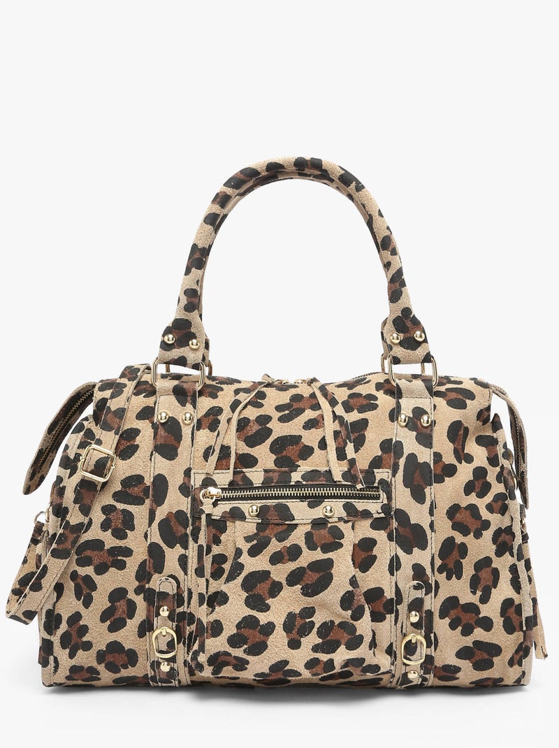 Sac Porté Épaule Velvet Leopardo Cuir Milano Cuir De Vachette Beige/Noir - Kiabi