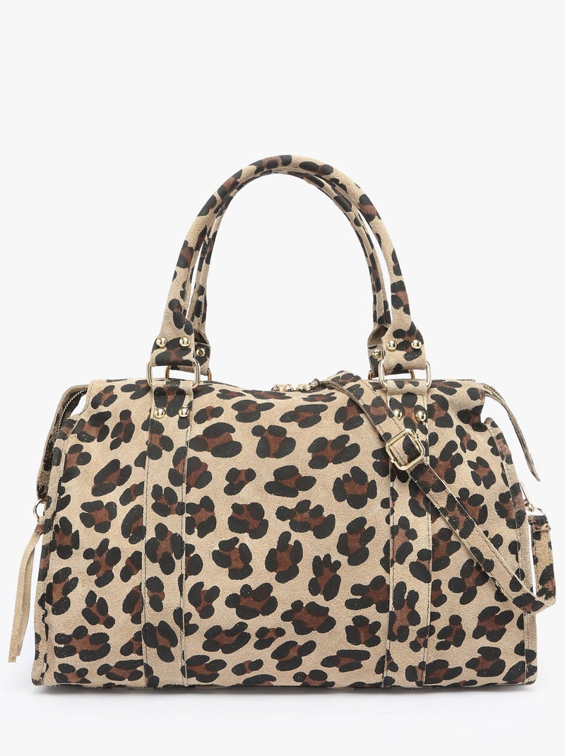 Sac Porté Épaule Velvet Leopardo Cuir Milano Cuir De Vachette Beige/Noir - Kiabi