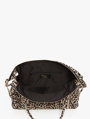 Sac Porté Épaule Velvet Leopardo Cuir Milano Cuir De Vachette