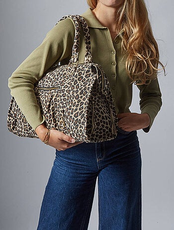 Sac Porté Épaule Velvet Leopardo Cuir Milano Cuir De Vachette