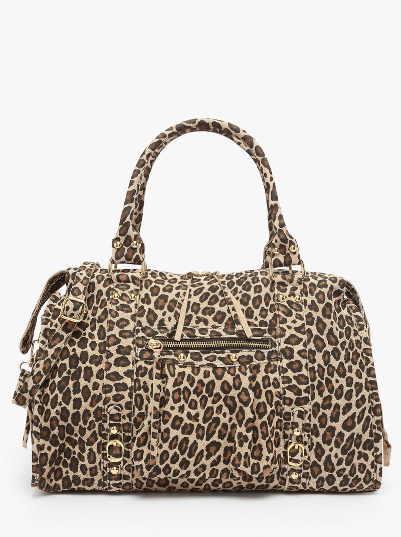 Sac Porté Épaule Velvet Leopardo Cuir Milano Cuir De Vachette Noir Marron - Kiabi