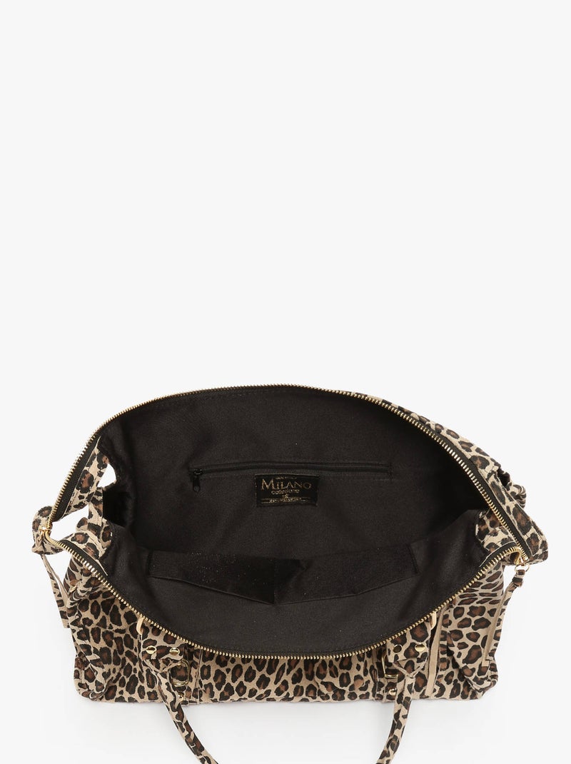 Sac Porté Épaule Velvet Leopardo Cuir Milano Cuir De Vachette Noir Marron - Kiabi