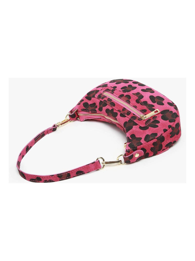 Sac Porté Épaule Velvet Leopardo Cuir Milano Cuir De Vachette Rose pâle - Kiabi