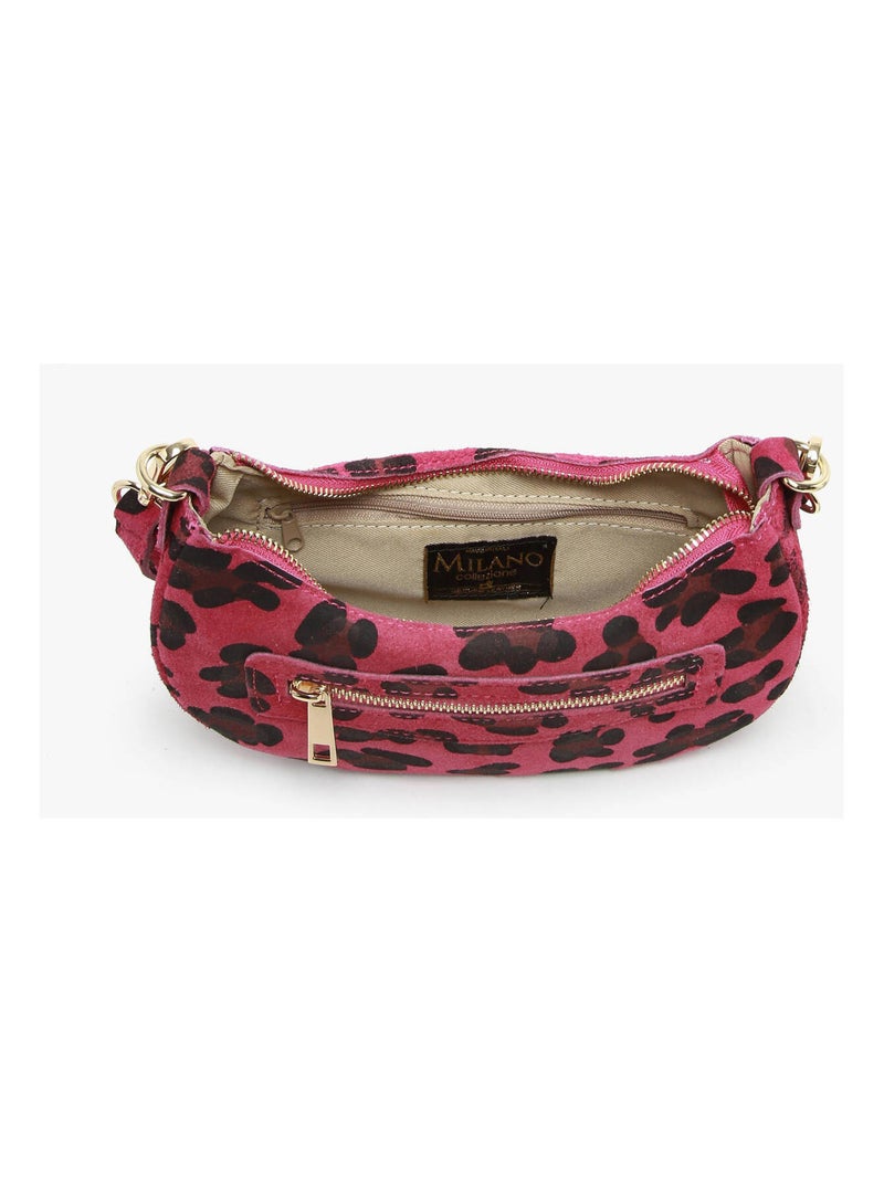 Sac Porté Épaule Velvet Leopardo Cuir Milano Cuir De Vachette Rose pâle - Kiabi