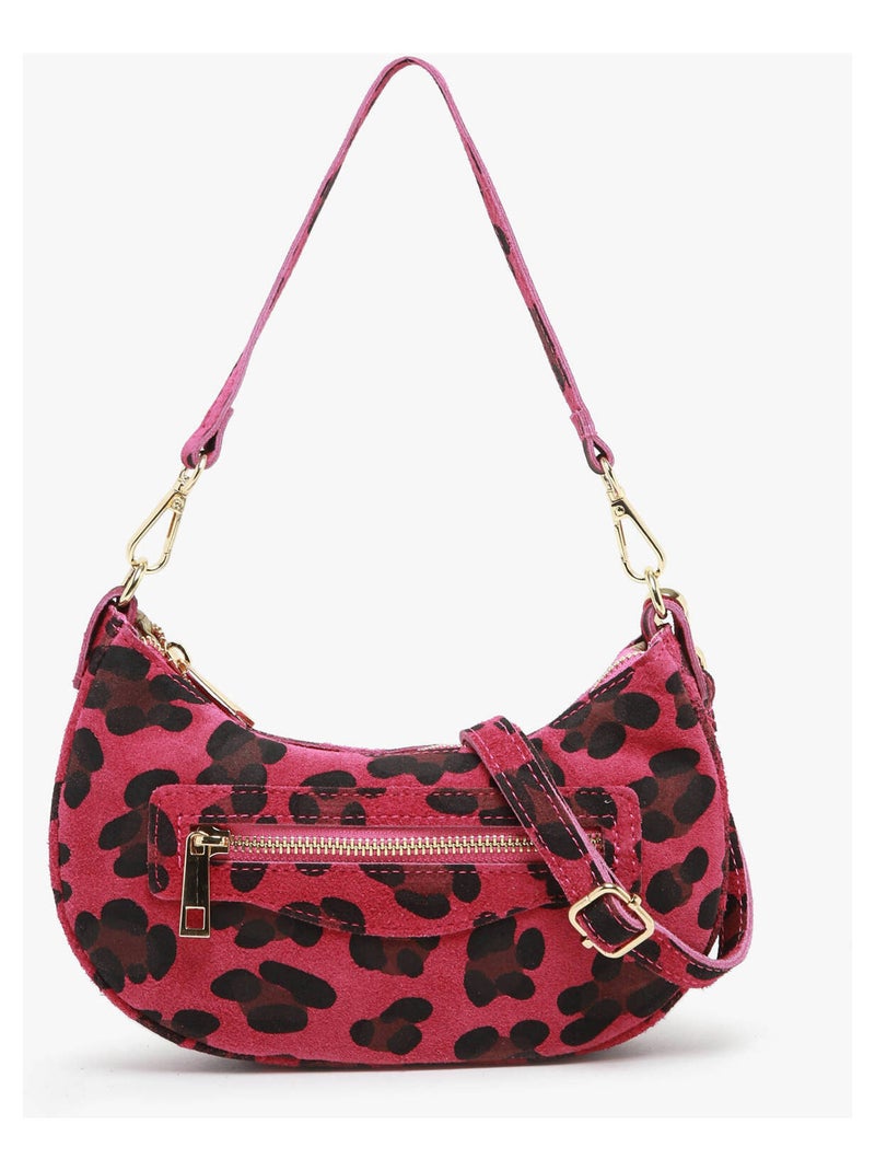 Sac Porté Épaule Velvet Leopardo Cuir Milano Cuir De Vachette Rose pâle - Kiabi