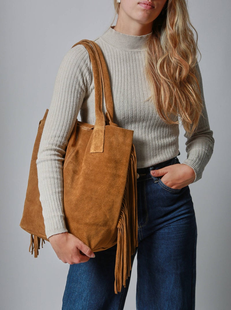 Sac Porté Épaule Velvet Milano Cuir De Vachette Marron tabac - Kiabi