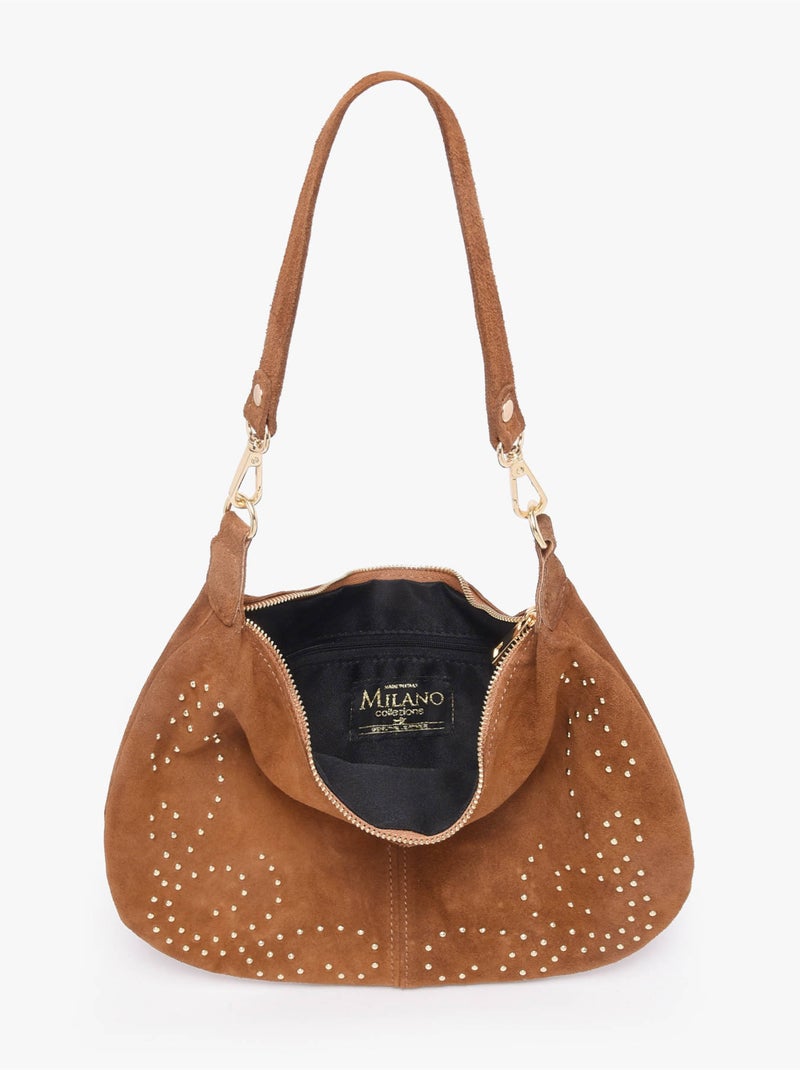 Sac porté épaule velvet milano cuir de vachette Marron tabac - Kiabi