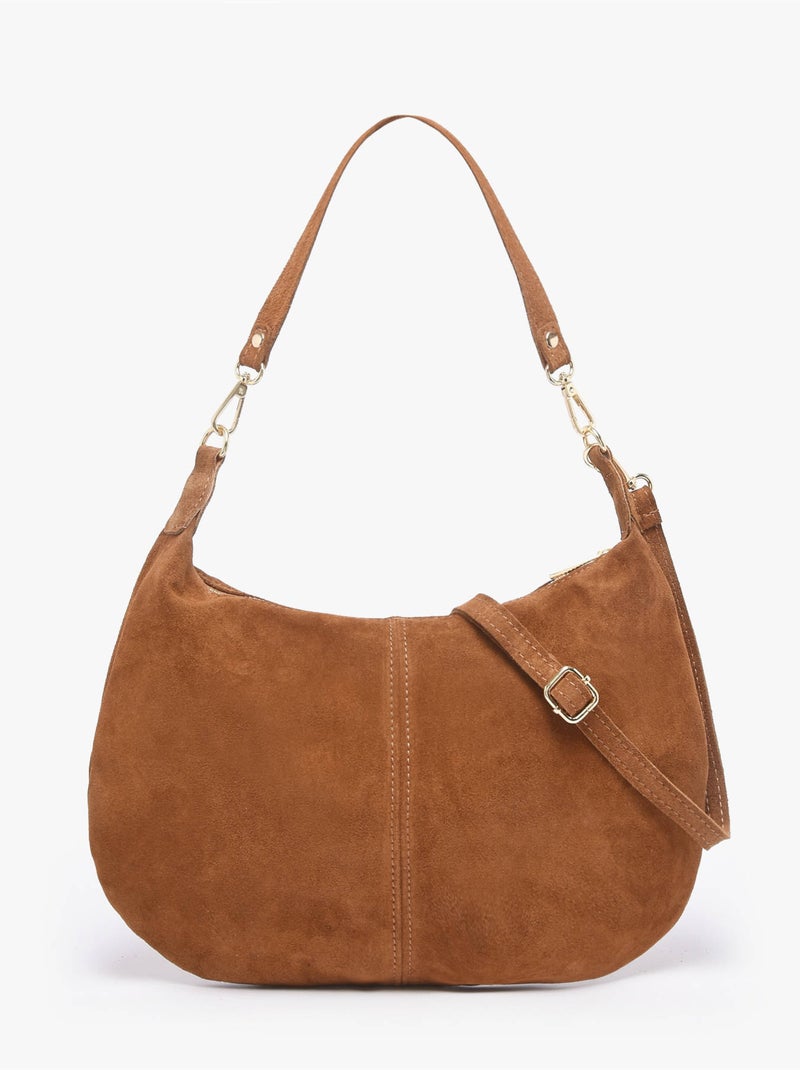 Sac porté épaule velvet milano cuir de vachette Marron tabac - Kiabi