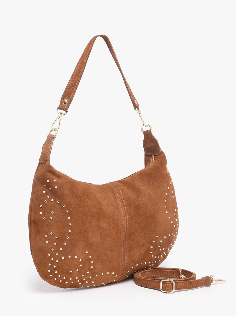 Sac porté épaule velvet milano cuir de vachette Marron tabac - Kiabi
