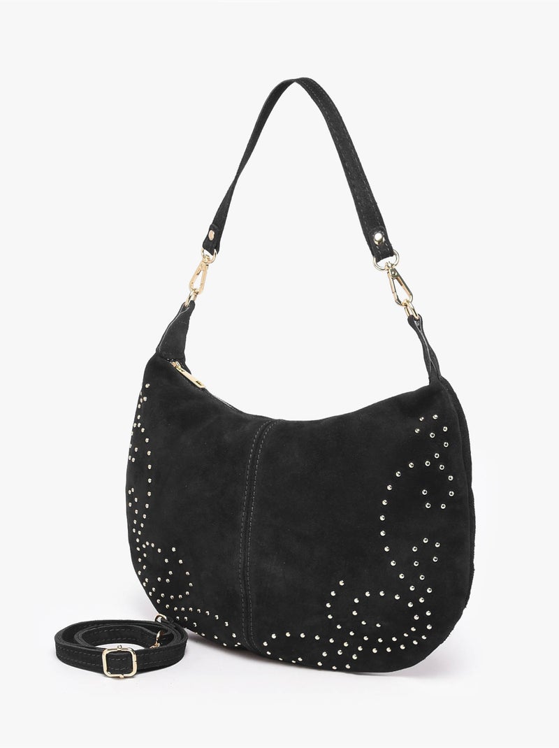 Sac porté épaule velvet milano cuir de vachette Noir Noir - Kiabi
