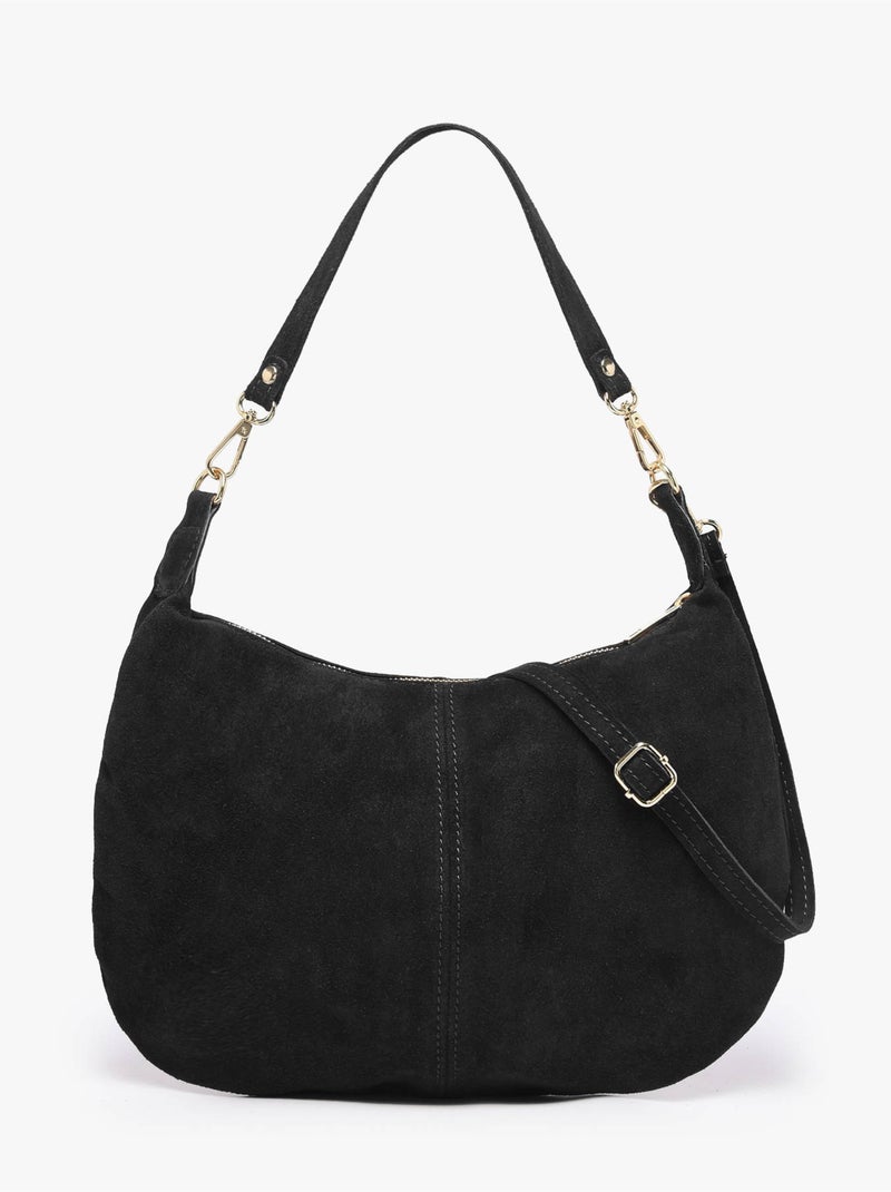 Sac porté épaule velvet milano cuir de vachette Noir Noir - Kiabi