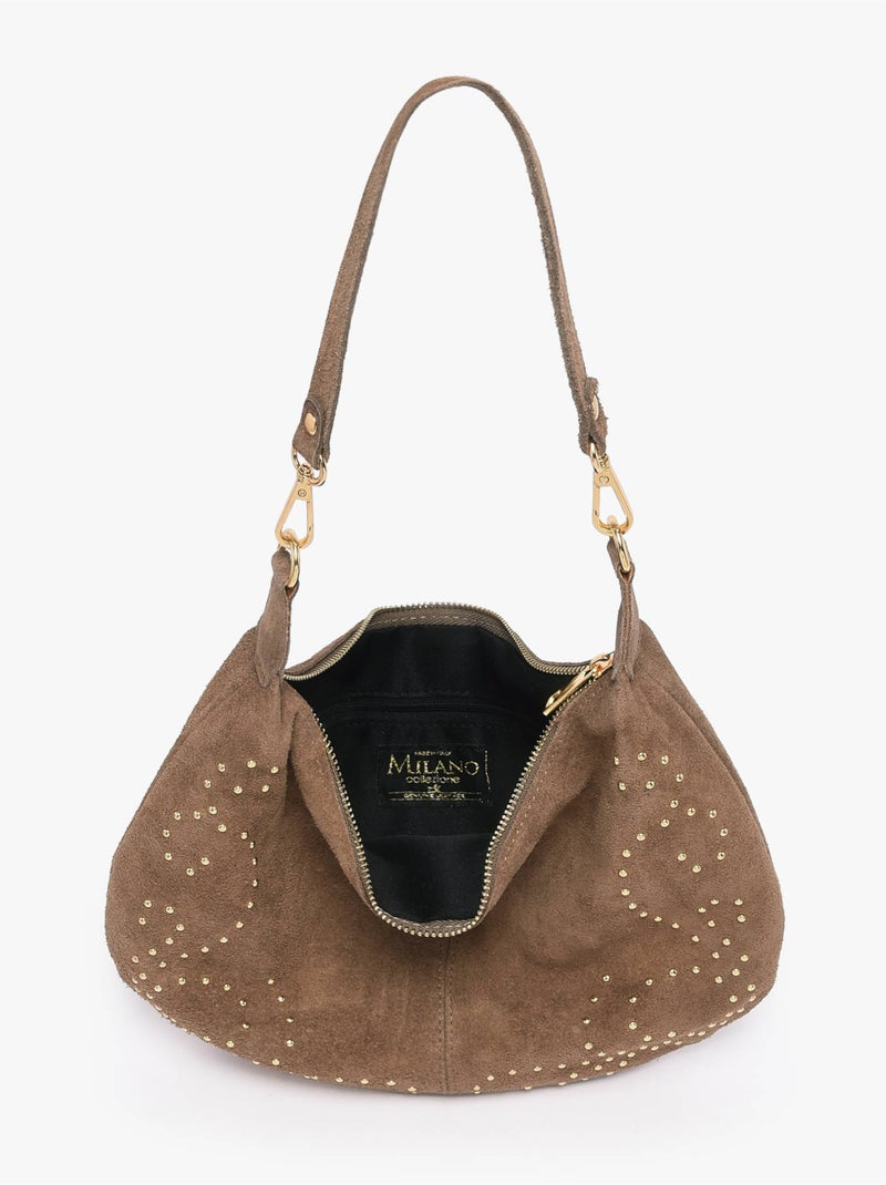 Sac porté épaule velvet milano cuir de vachette Taupe - Kiabi