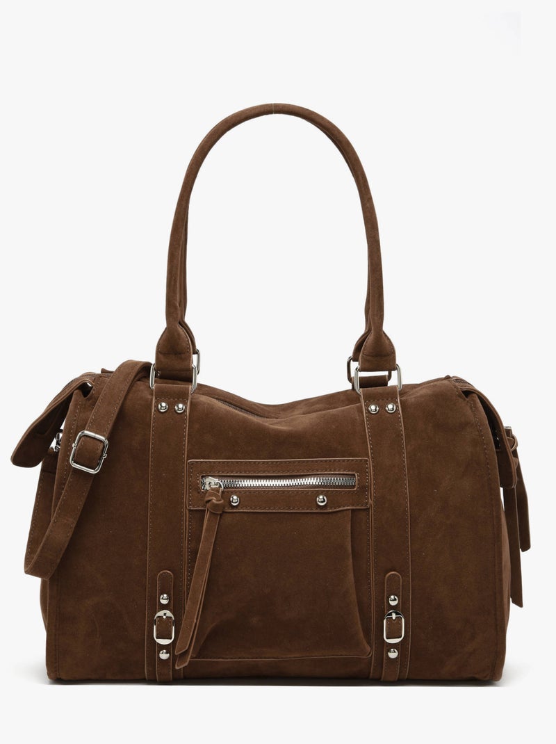 Sac Porté Épaule Velvet Miniprix Toile Enduite Blanc Marron - Kiabi