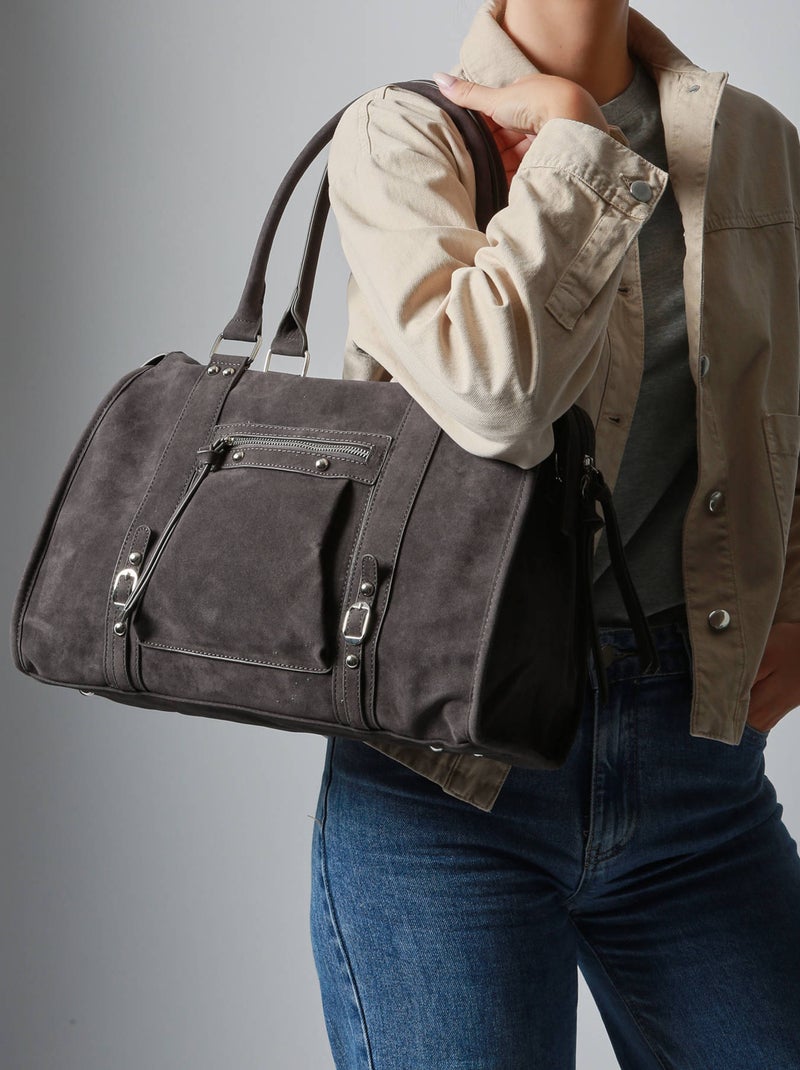 Sac Porté Épaule Velvet Miniprix Toile Enduite Gris - Kiabi