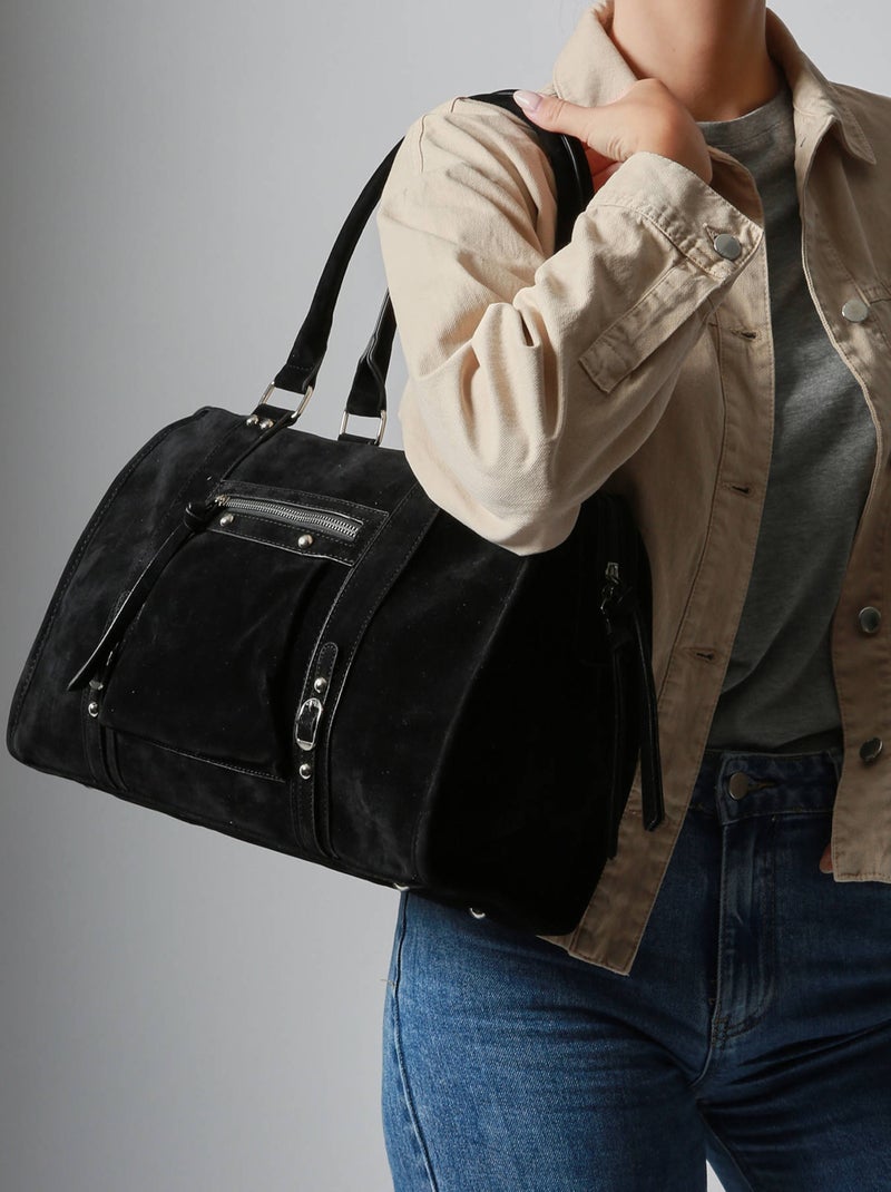 Sac Porté Épaule Velvet Miniprix Toile Enduite Noir Noir - Kiabi