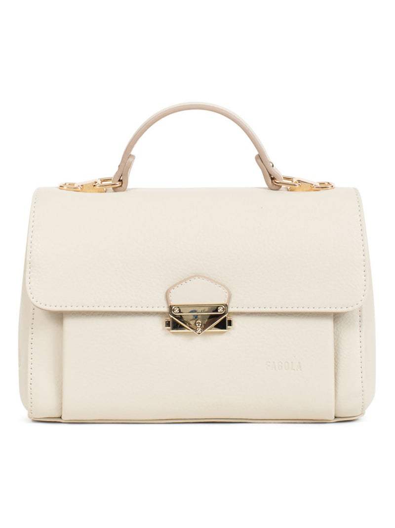 Sac porté main 1 poignée - Cuir - FAGOLA Beige clair - Kiabi