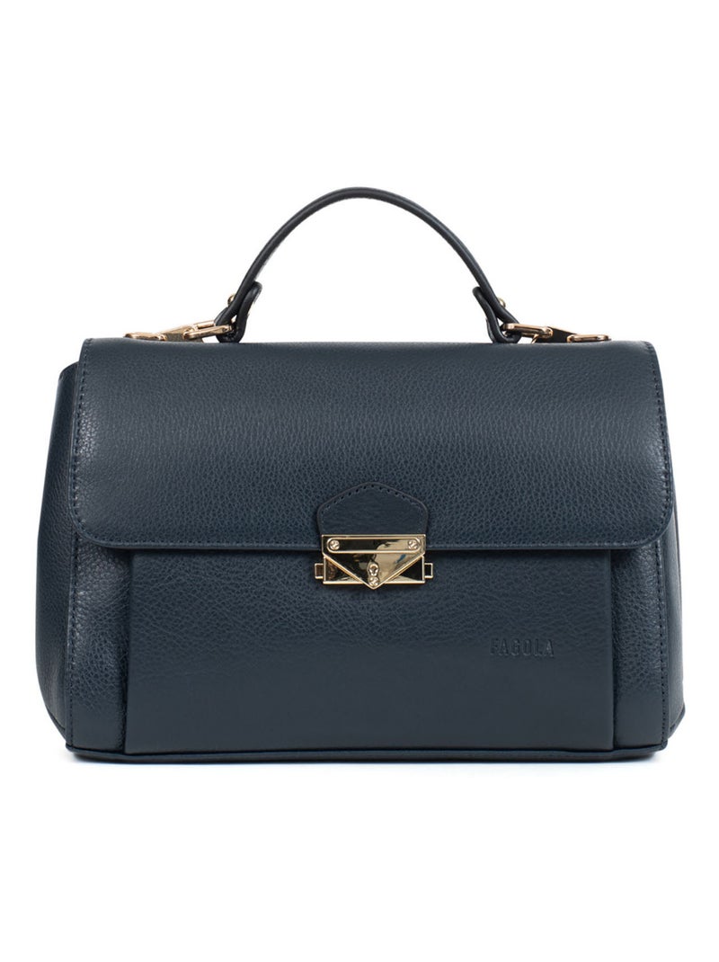 Sac porté main 1 poignée - Cuir - FAGOLA Bleu marine - Kiabi
