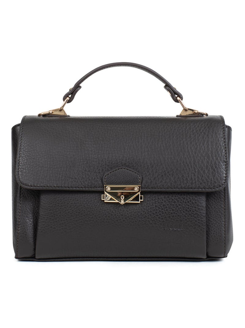 Sac porté main 1 poignée - Cuir - FAGOLA Marron foncé - Kiabi