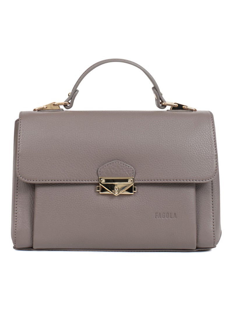 Sac porté main 1 poignée - Cuir - FAGOLA Taupe - Kiabi