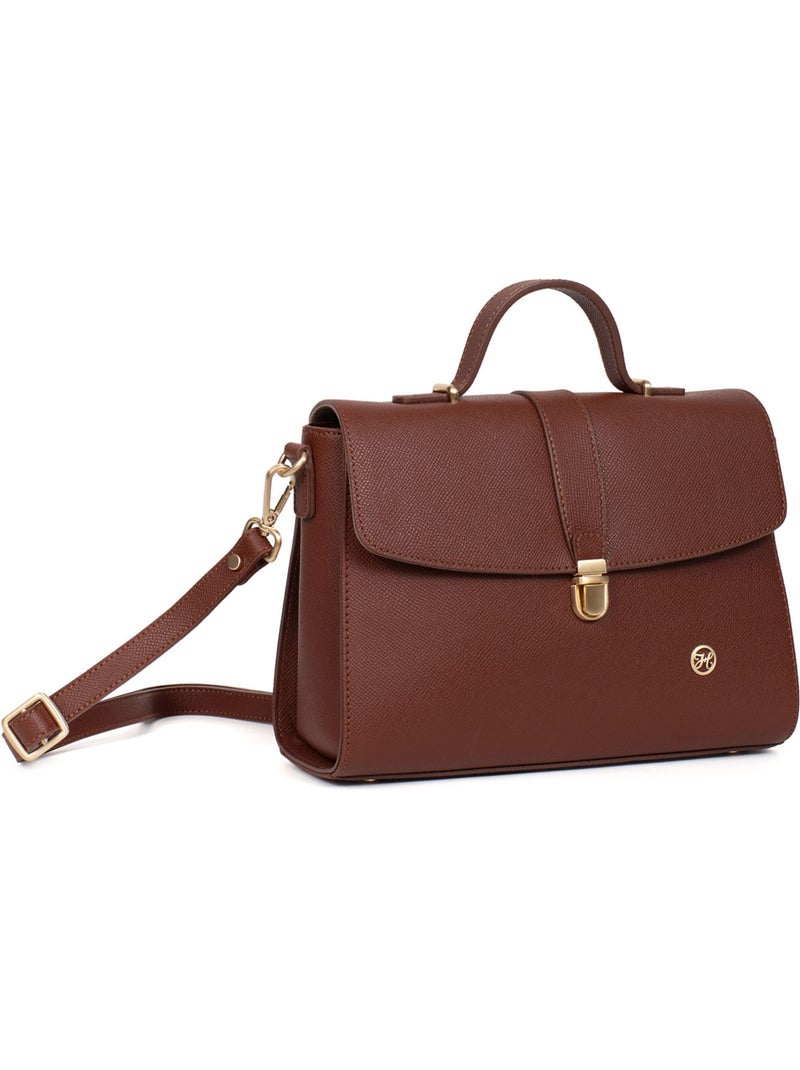 Sac porté main 1 poignée  cuir aude hexagona Marron - Kiabi