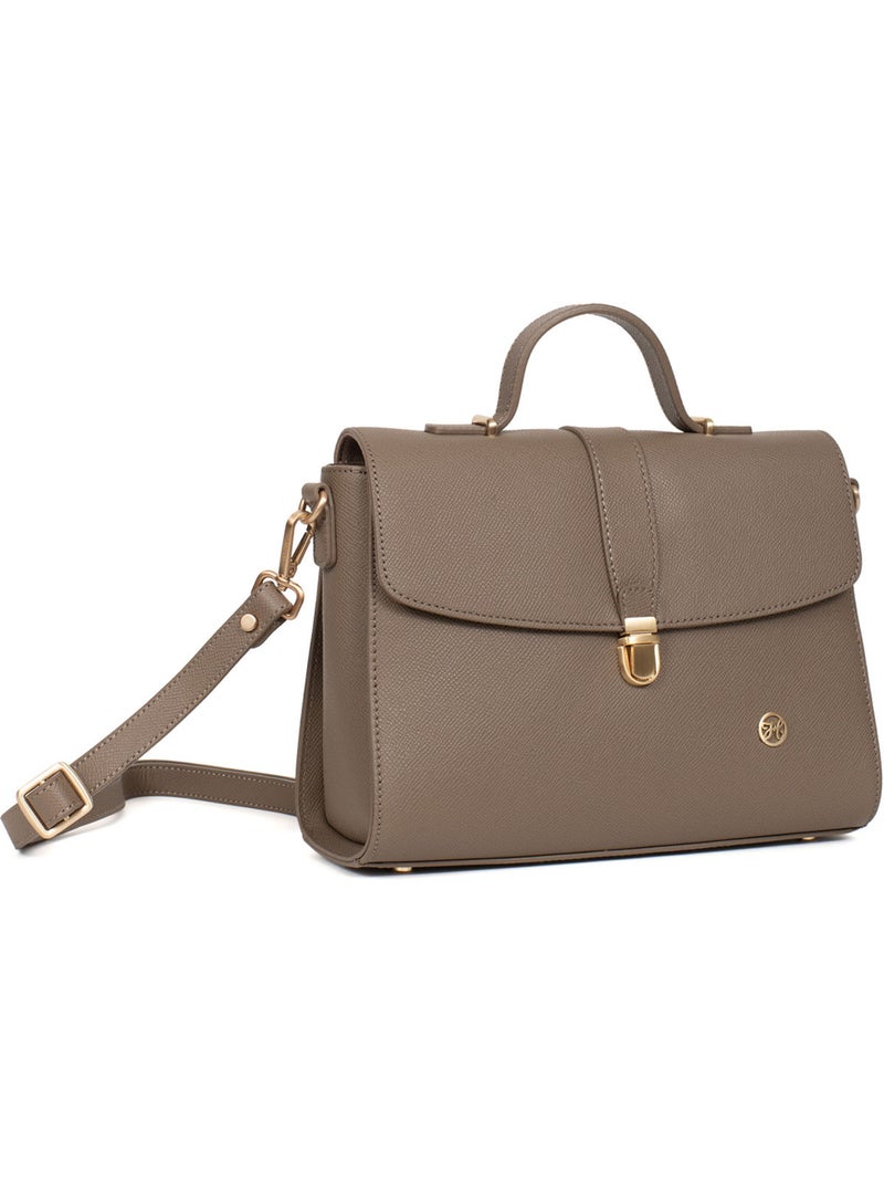 Sac porté main 1 poignée  cuir aude hexagona Taupe - Kiabi