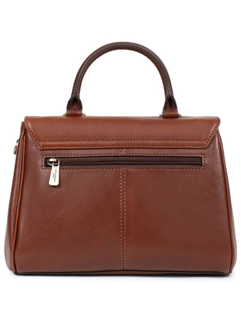 Sac porté main 1 poignée  cuir jeanne hexagona Marron - Kiabi