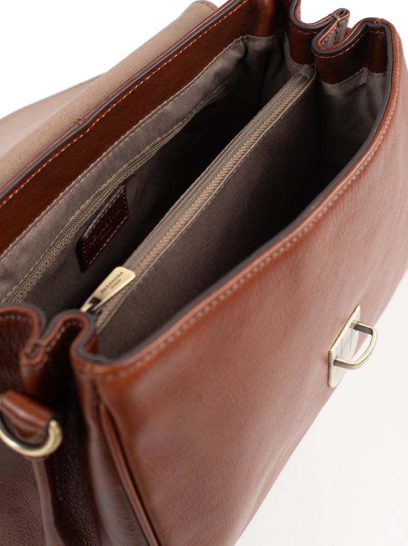 Sac porté main 1 poignée  cuir jeanne hexagona Marron - Kiabi