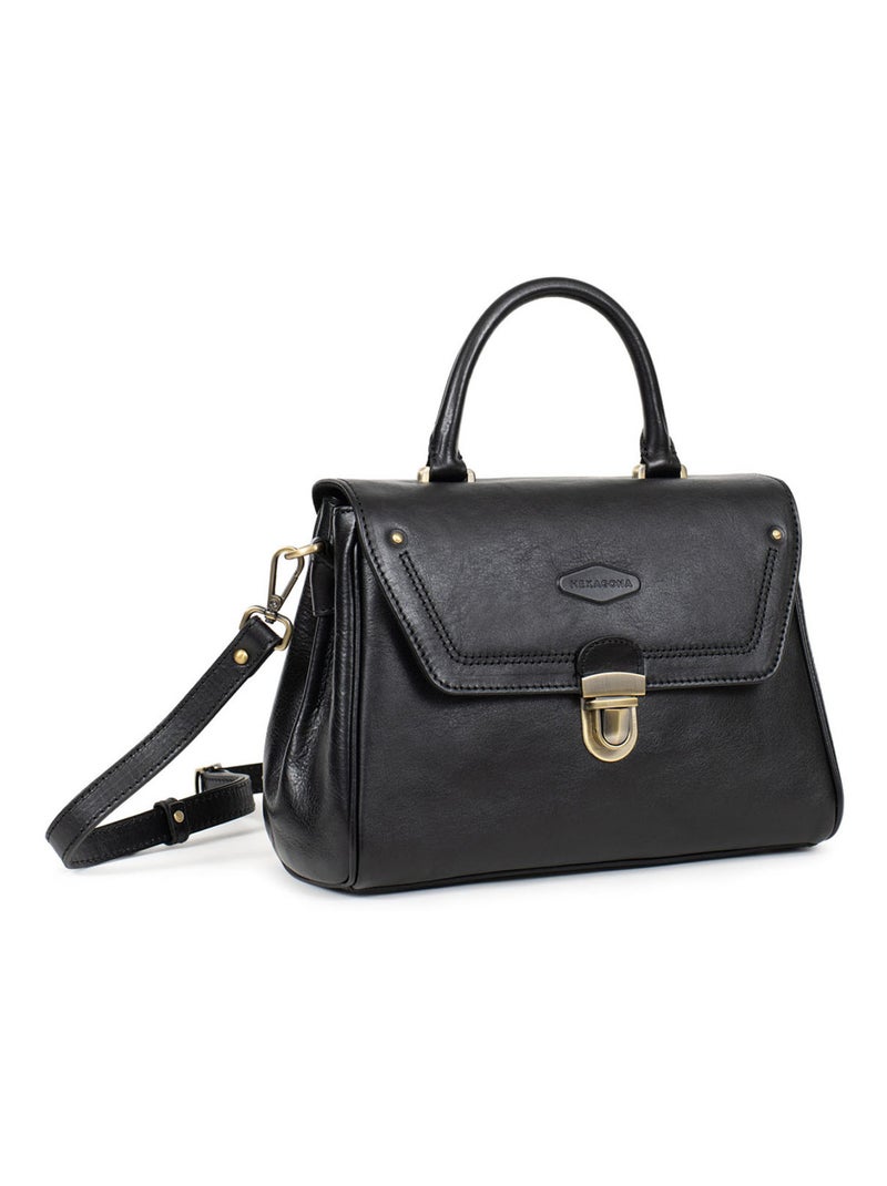 Sac porté main 1 poignée  cuir jeanne hexagona Noir - Kiabi
