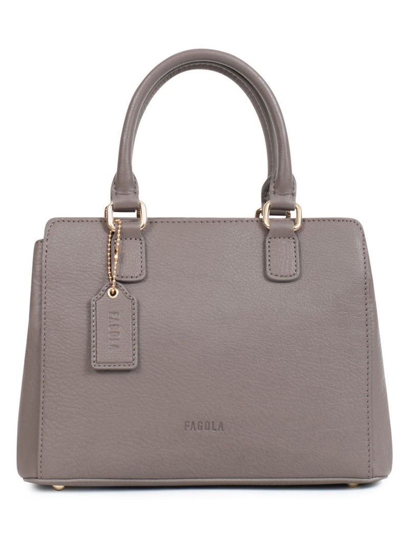 Sac porté main 2 poignées - Cuir - FAGOLA Taupe - Kiabi