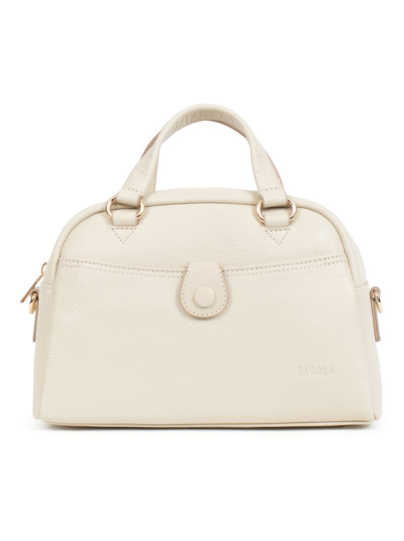 Sac porté main 2 poignées - Cuir Beige clair - Kiabi