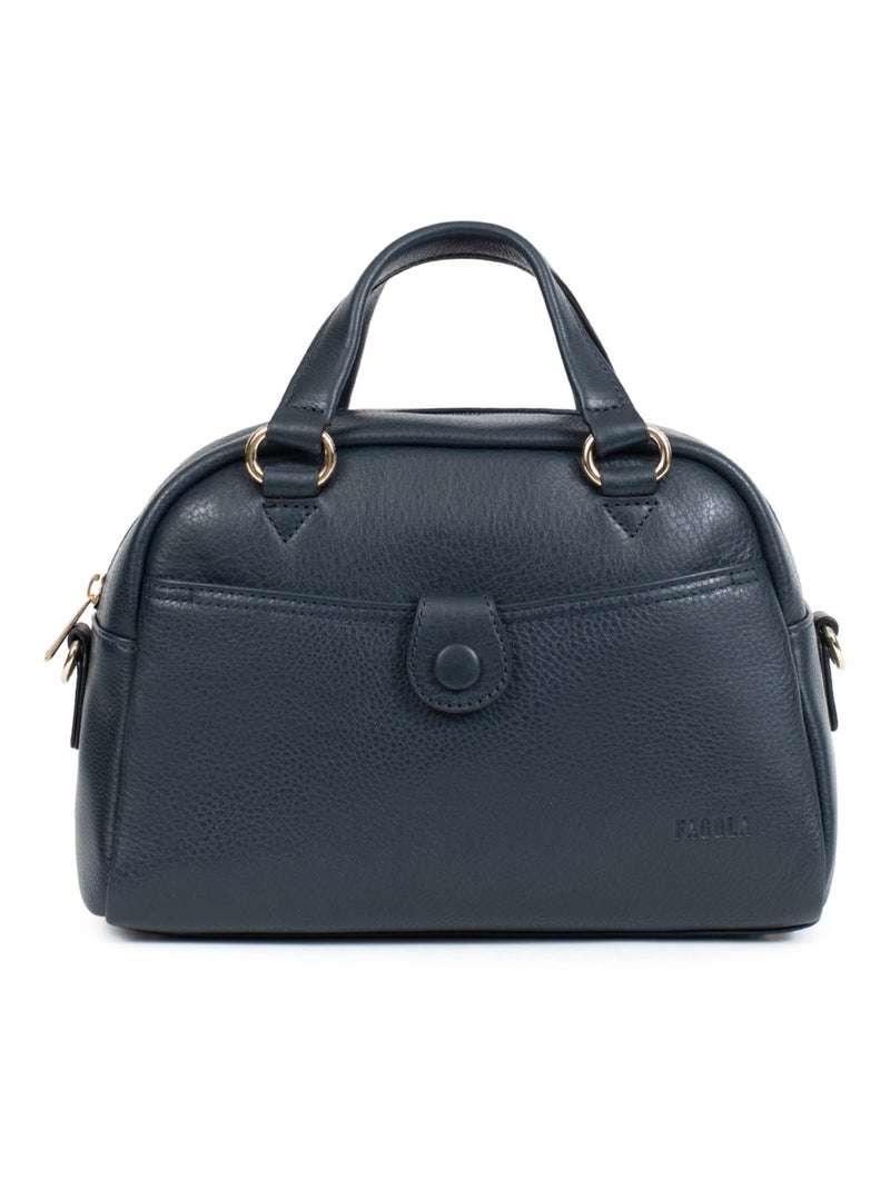 Sac porté main 2 poignées - Cuir Bleu marine - Kiabi