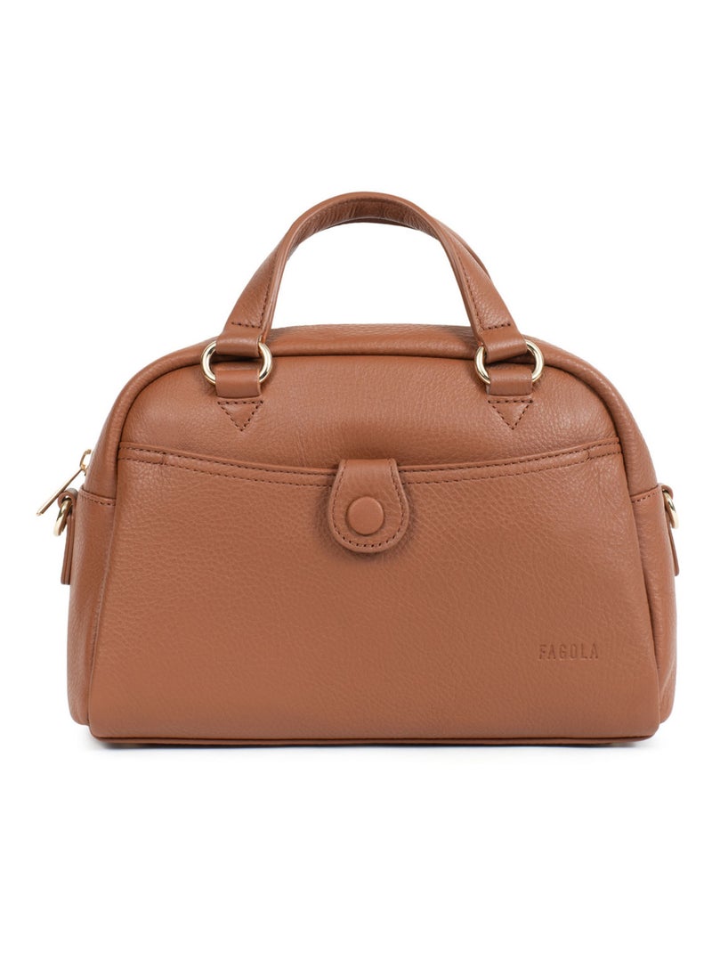 Sac porté main 2 poignées - Cuir Cognac - Kiabi