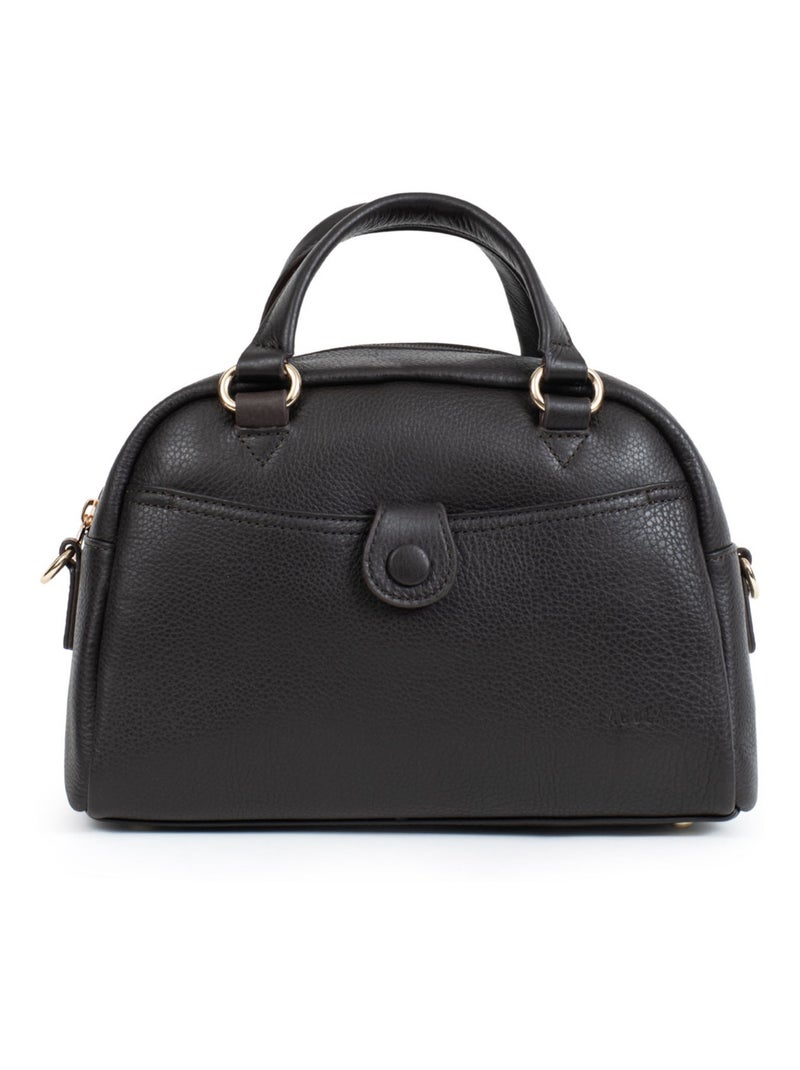 Sac porté main 2 poignées - Cuir Marron foncé - Kiabi