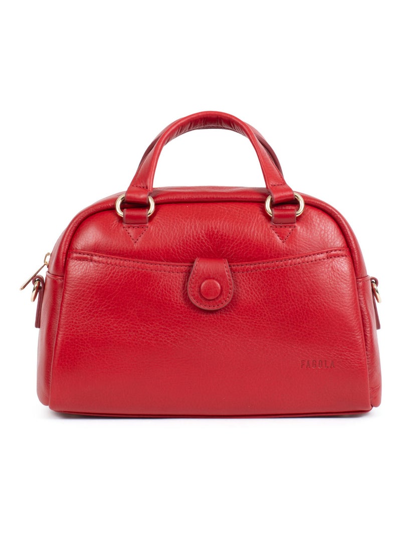 Sac porté main 2 poignées - Cuir Rouge foncé - Kiabi