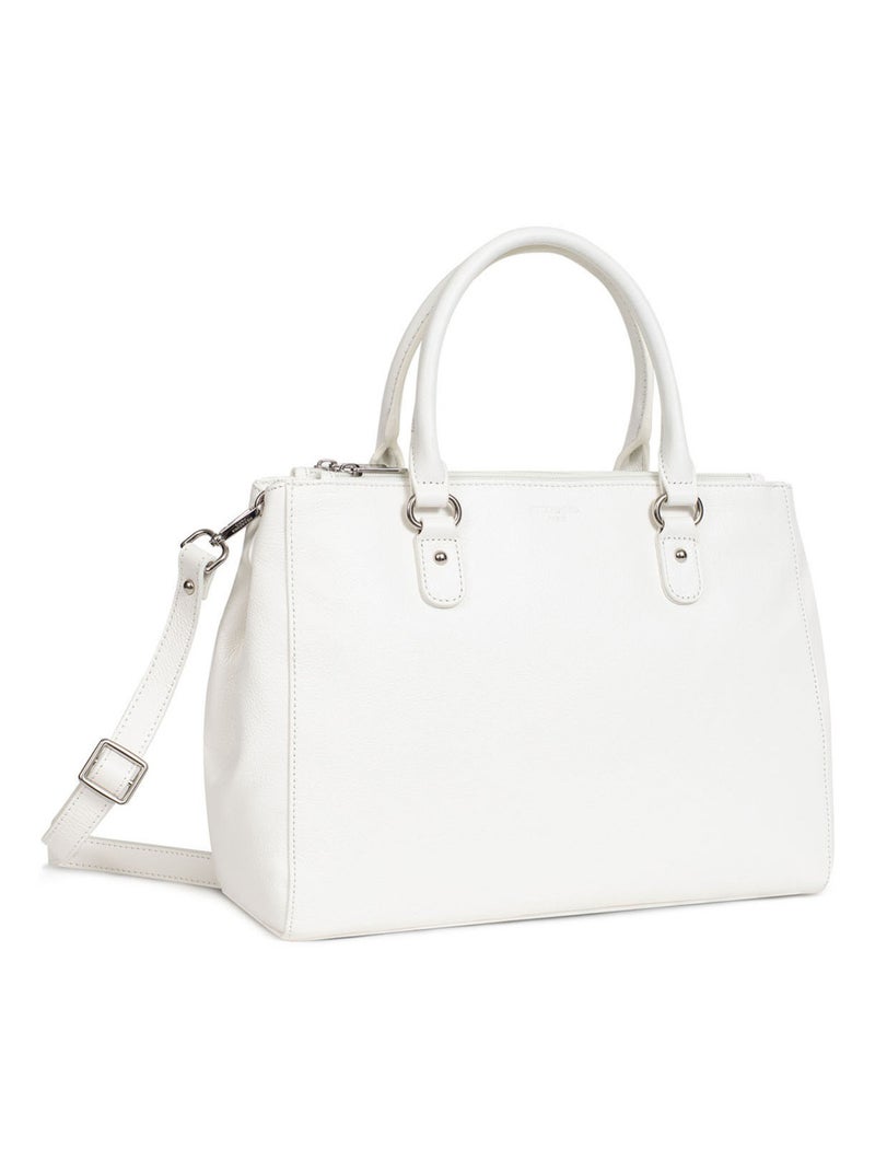 Sac porté main 2 poignées  A4  Cuir CONFORT Blanc - Kiabi