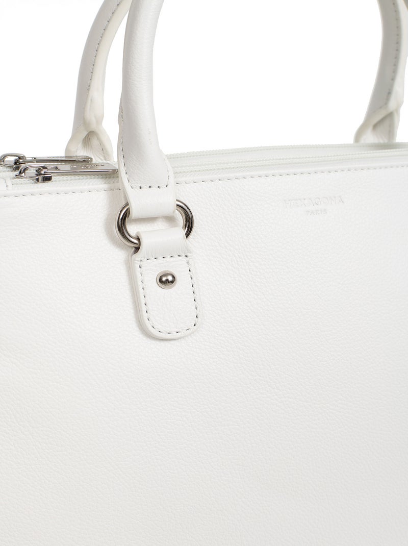 Sac porté main 2 poignées  A4  Cuir CONFORT Blanc - Kiabi