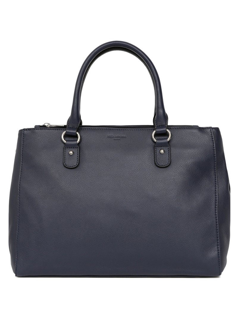 Sac porté main 2 poignées  A4  Cuir CONFORT Bleu marine - Kiabi