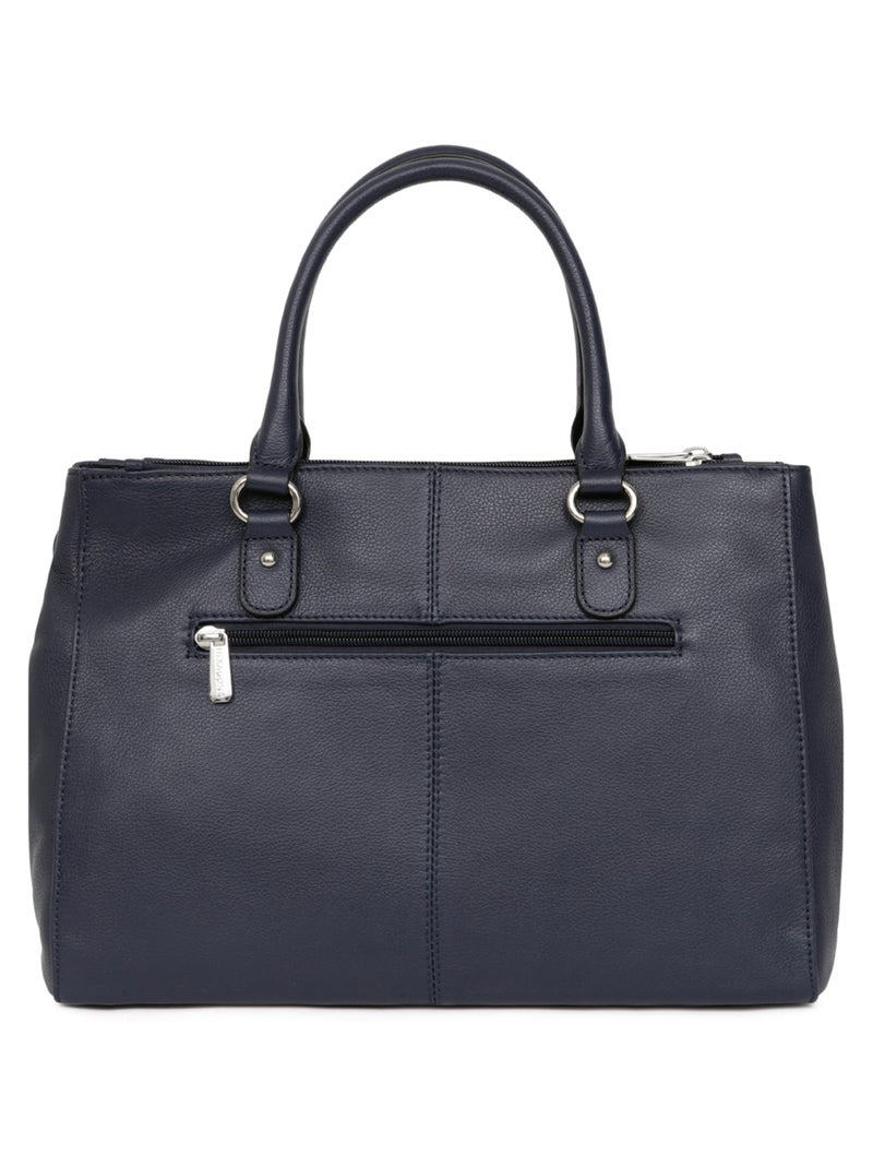 Sac porté main 2 poignées  A4  Cuir CONFORT Bleu marine - Kiabi